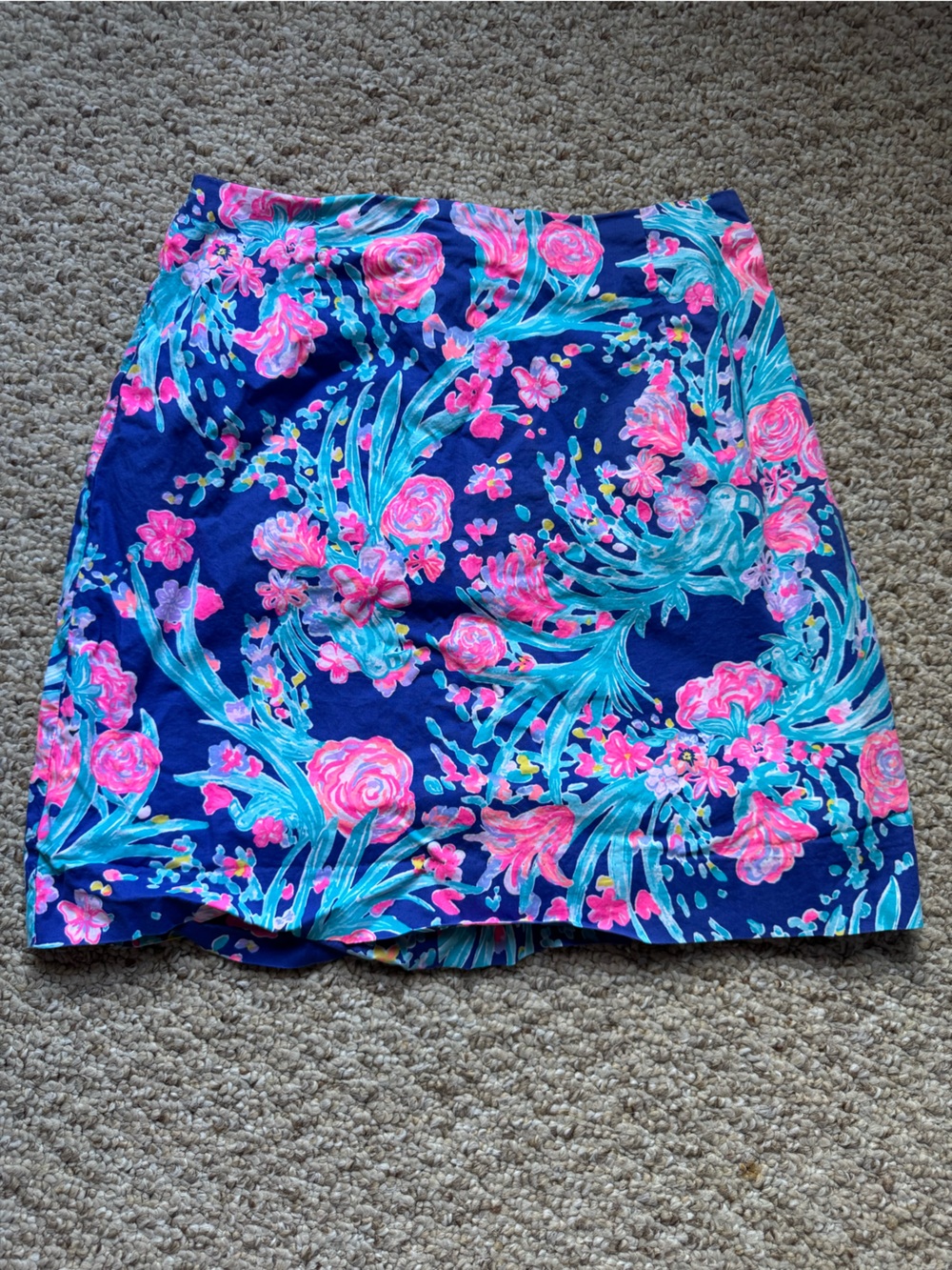 Lilly Pulitzer Navy Blue Floral Skort with Pink & Aqua Accents